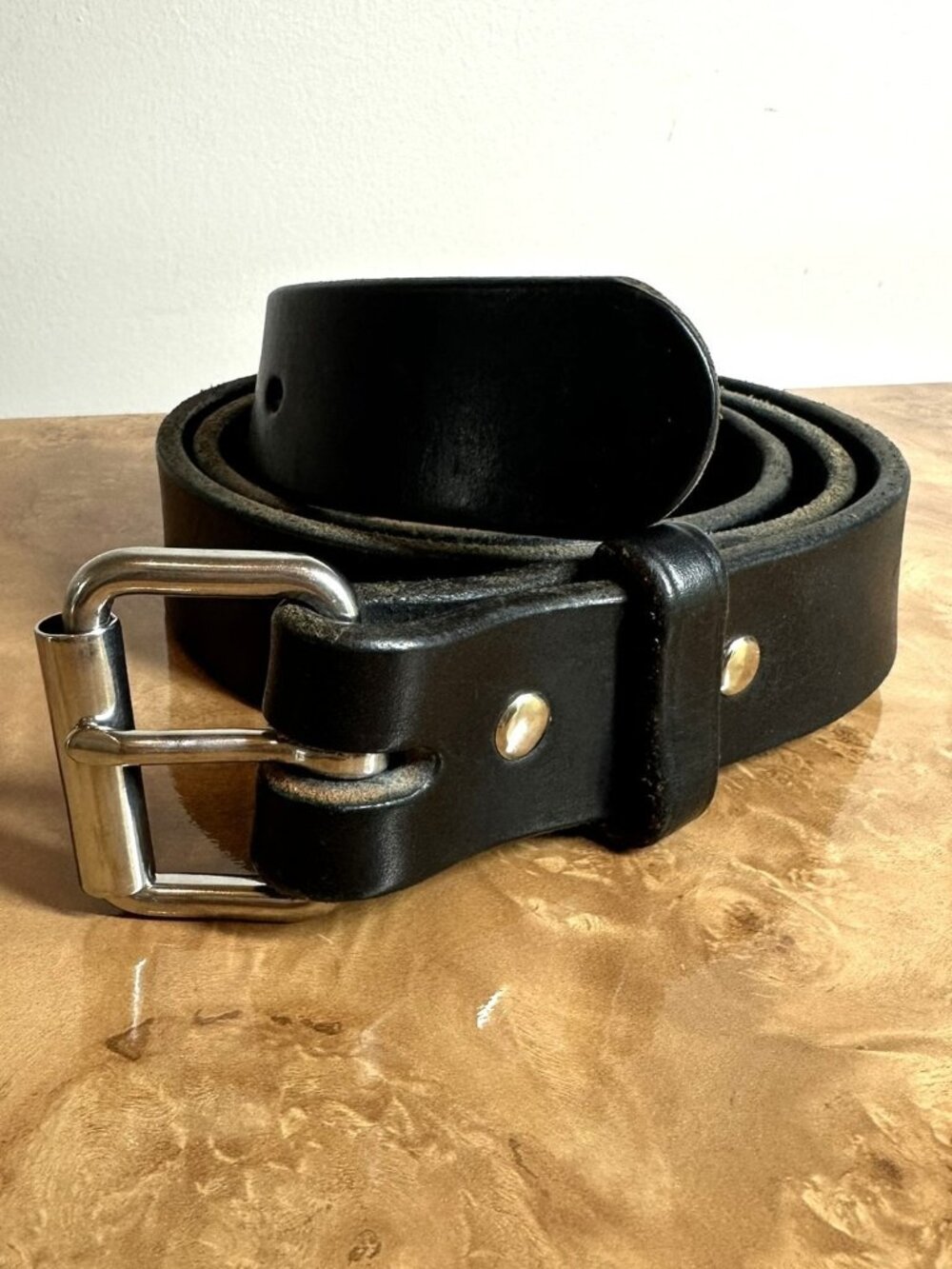 Hanks Belts "The Gunner" Black Leather Belt Size 42 USA 1.5" Heavy Duty Work